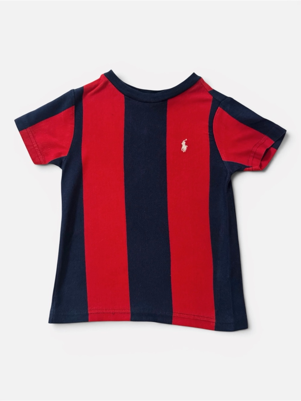 Polo by Ralph Lauren Red and Navy Vertical Stripe Tee
